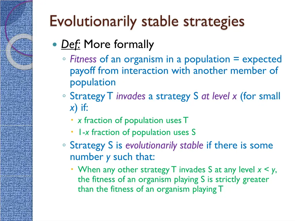 evolutionarily stable strategies 1