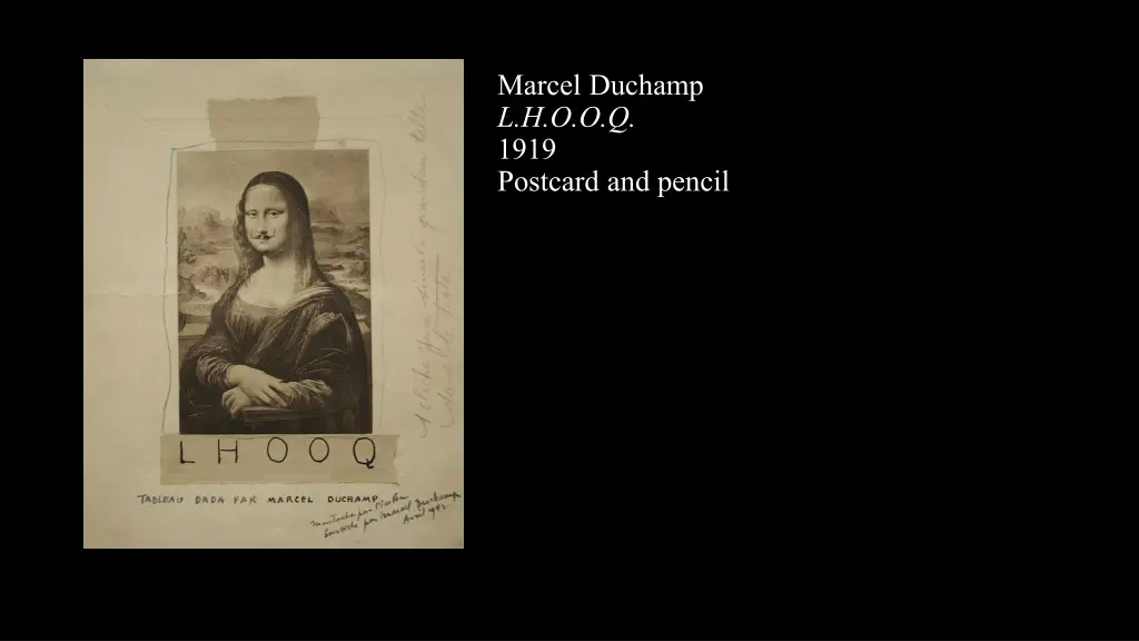 marcel duchamp l h o o q 1919 postcard and pencil