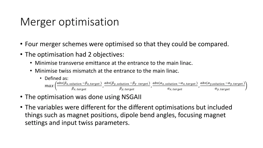 merger optimisation