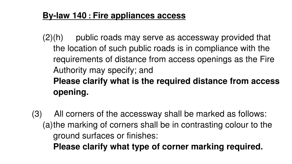 by law 140 fire appliances access 1