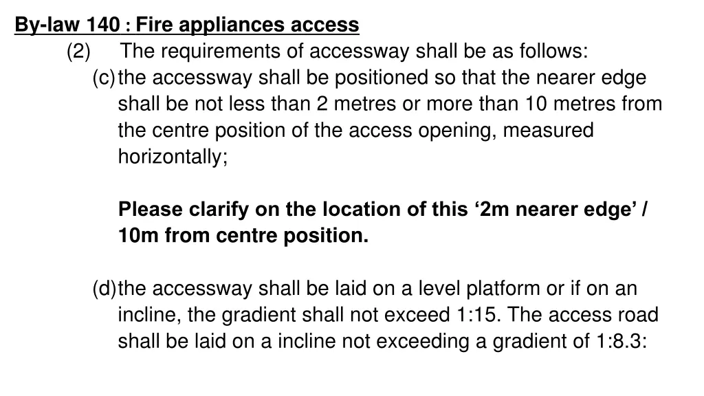 by law 140 fire appliances access