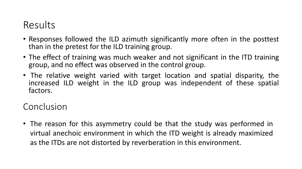 results responses followed the ild azimuth