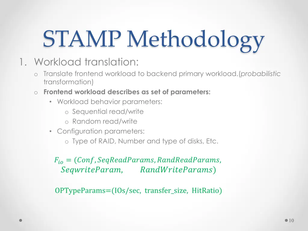 stamp methodology 1 workload translation