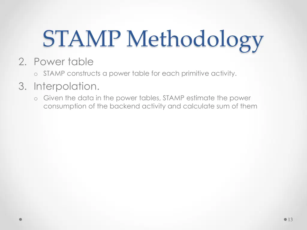 stamp methodology 2 power table o stamp