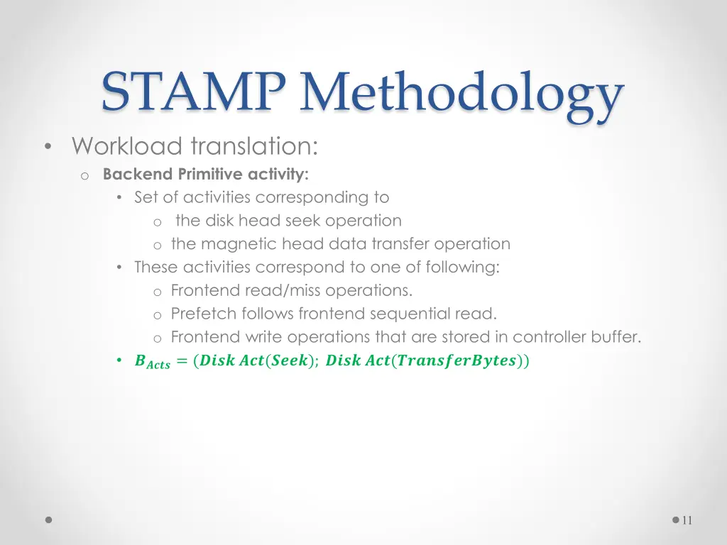 stamp methodology workload translation o backend