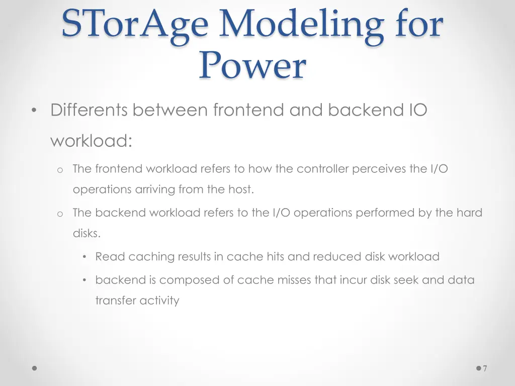 storage modeling for power 1