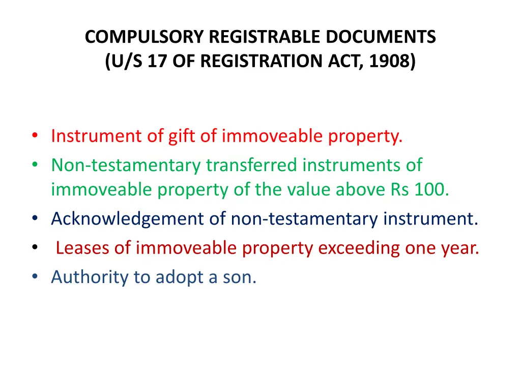 compulsory registrable documents