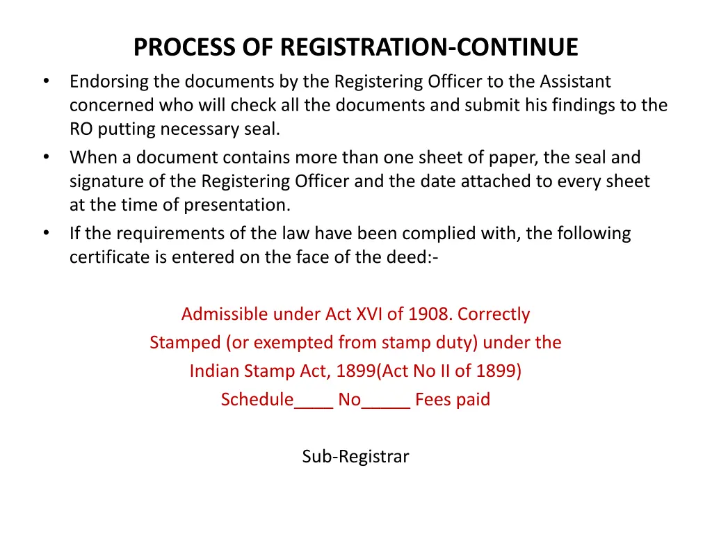 process of registration continue