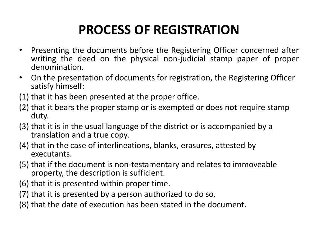 process of registration