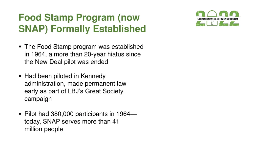 food stamp program now snap formally established