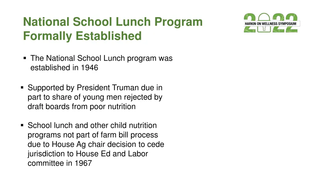 national school lunch program formally established