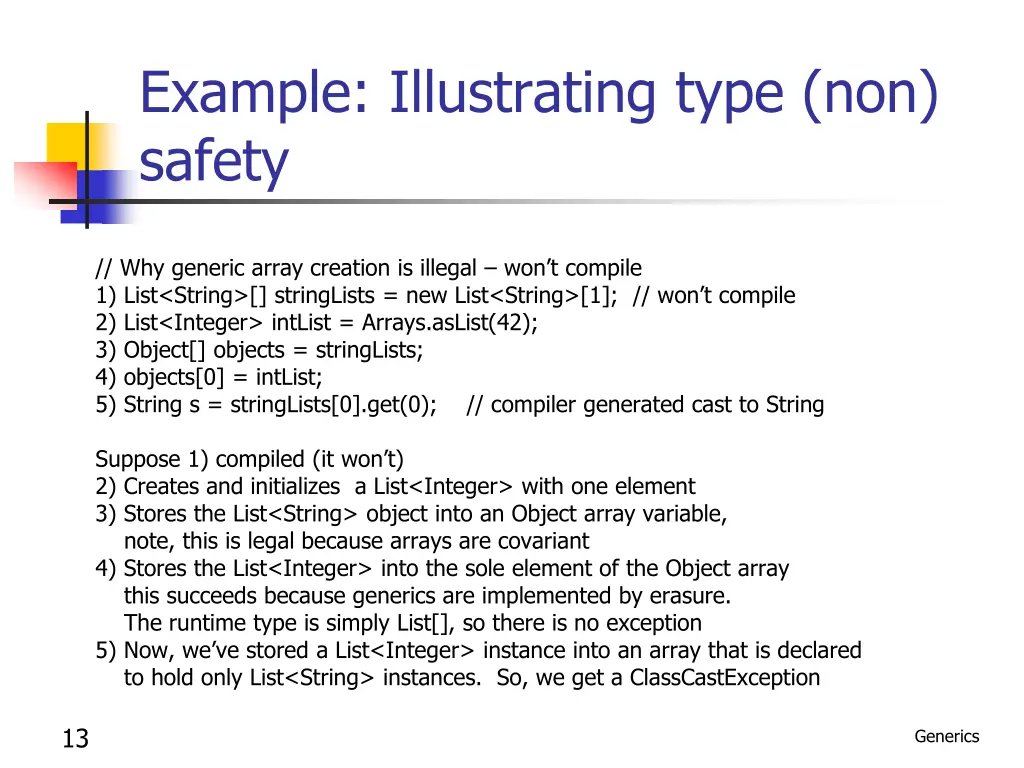 example illustrating type non safety