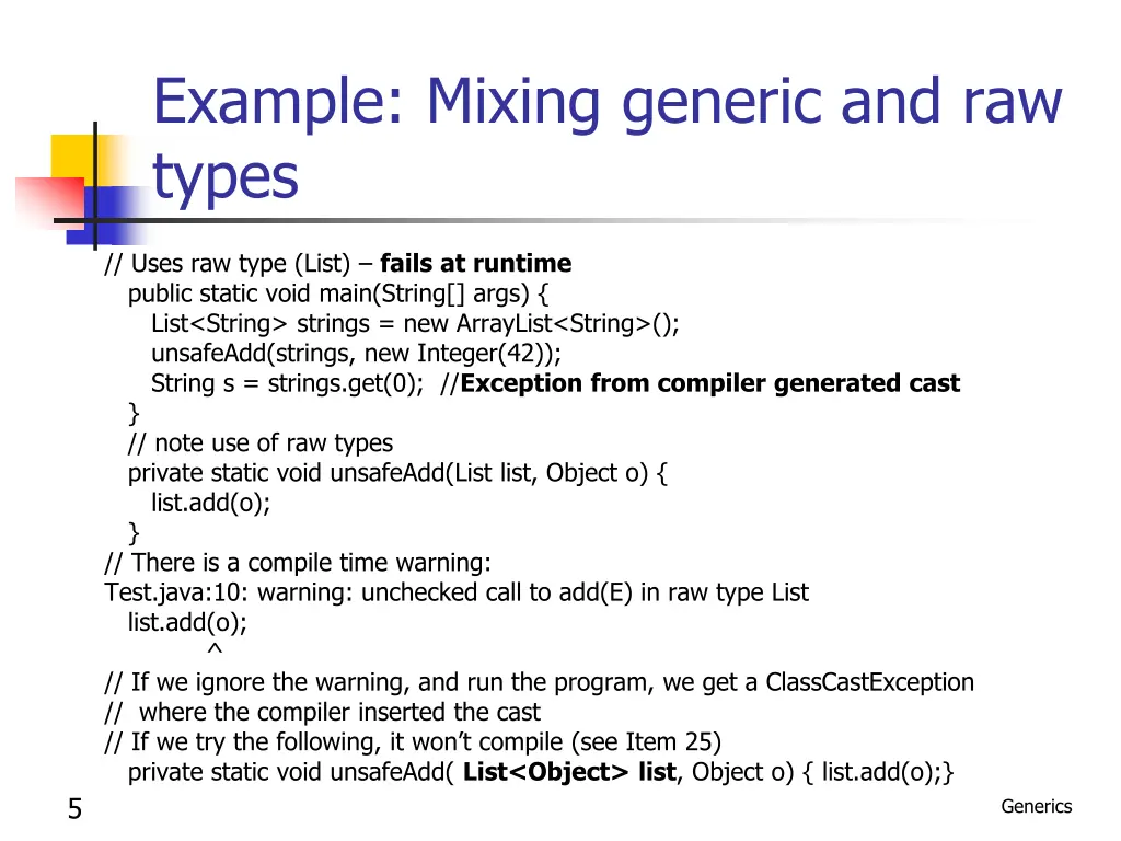 example mixing generic and raw types