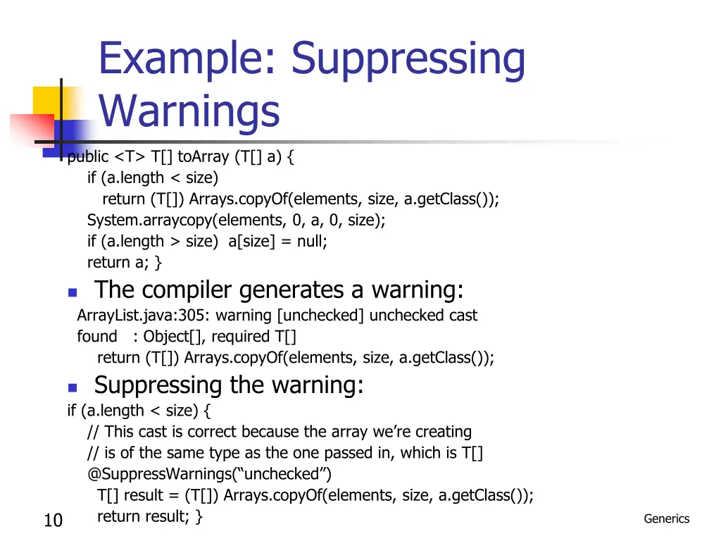 example suppressing warnings