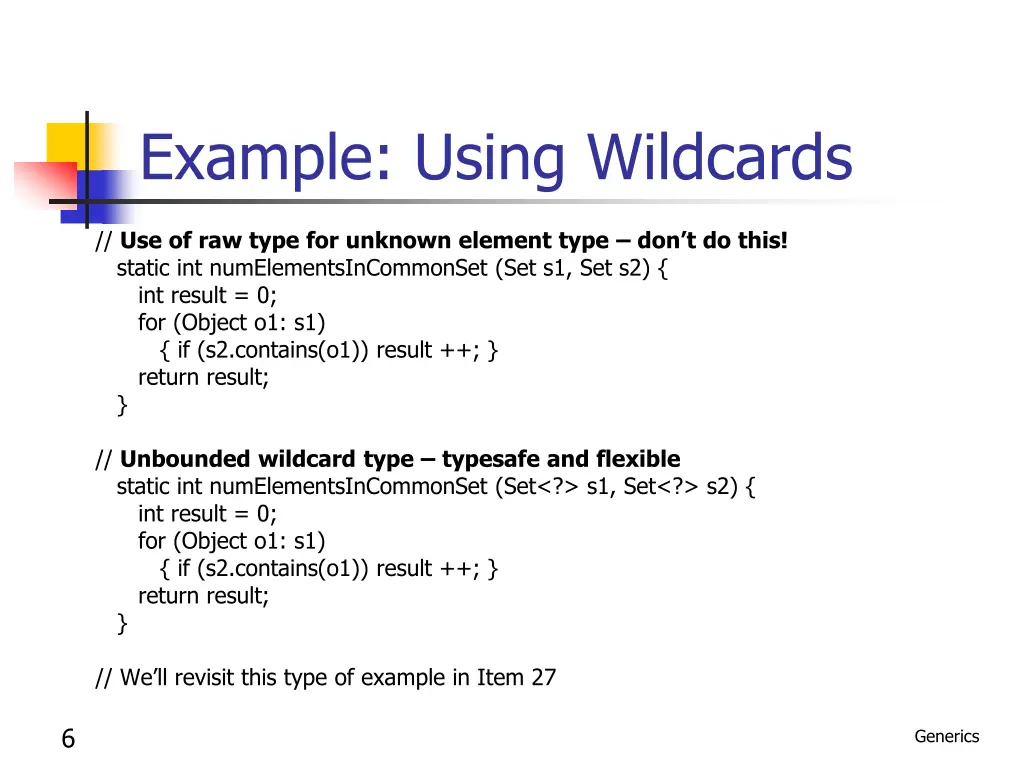 example using wildcards