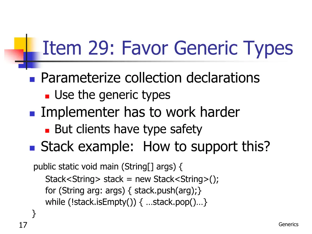 item 29 favor generic types