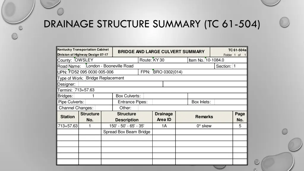 drainage structure summary tc 61 504