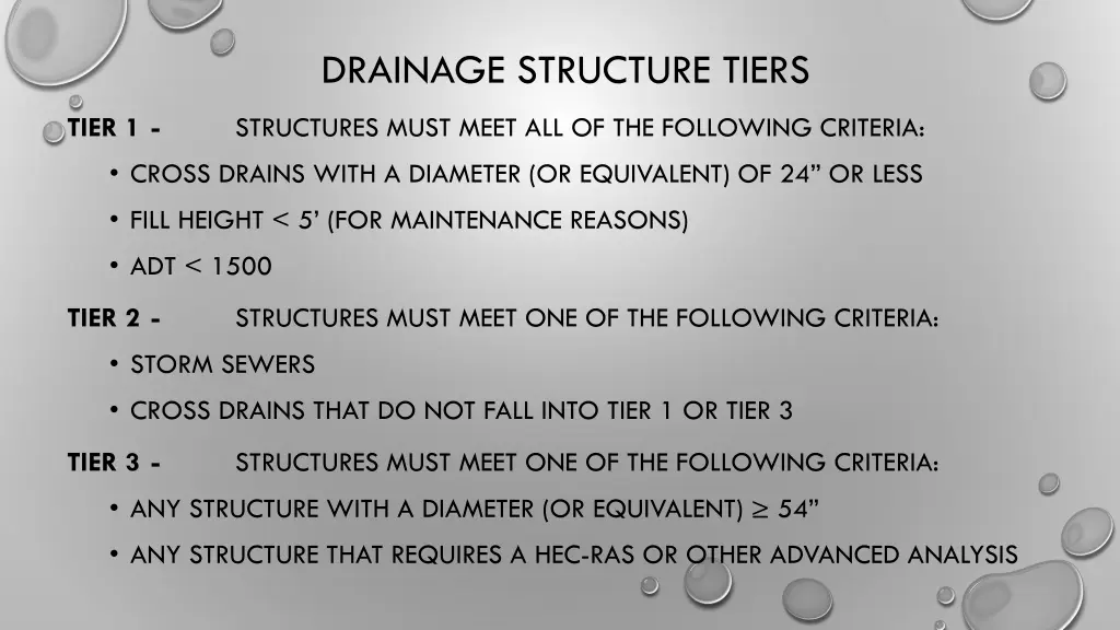 drainage structure tiers