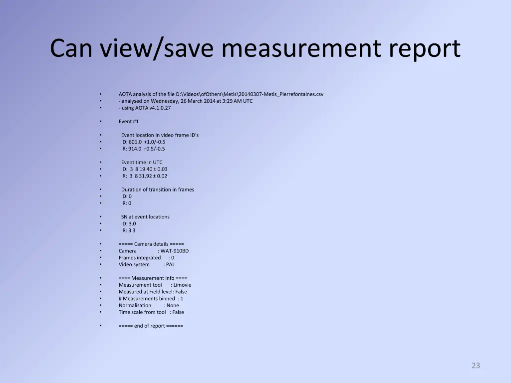 can view save measurement report