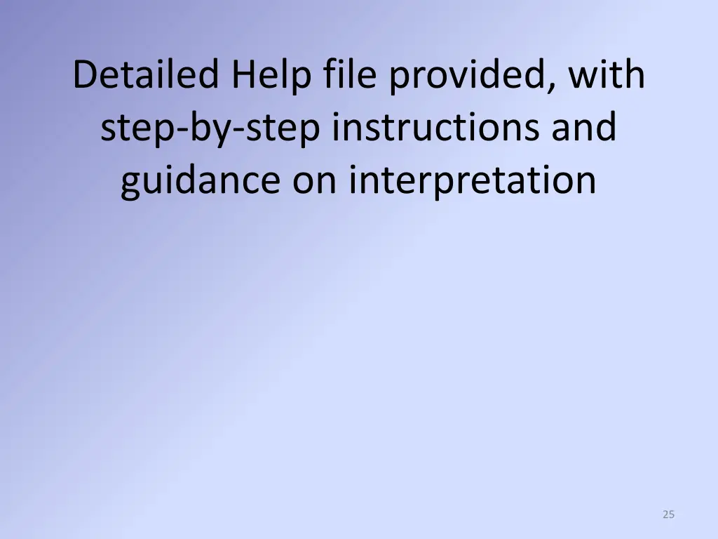 detailed help file provided with step by step