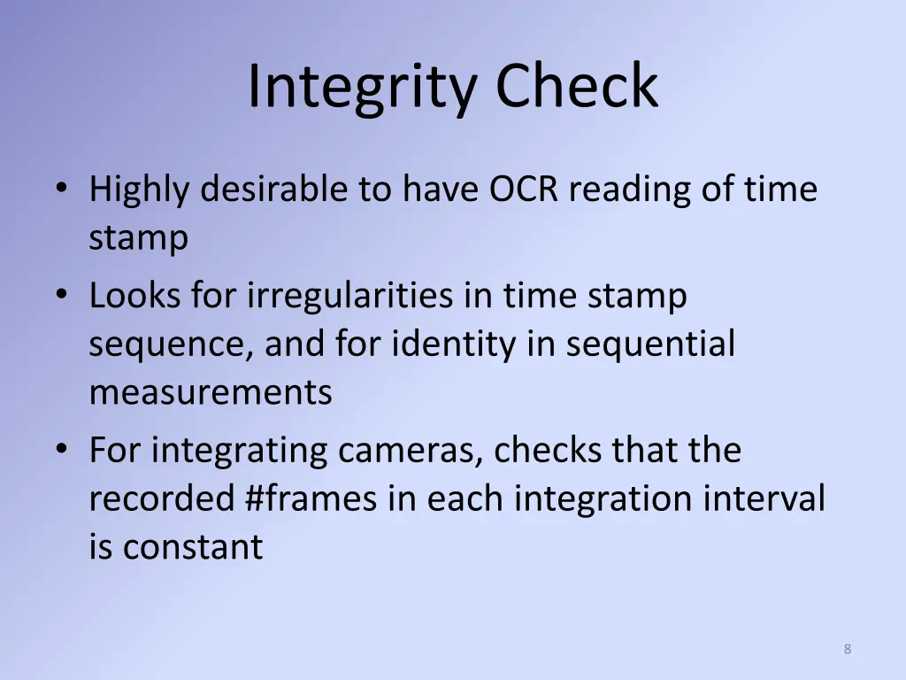 integrity check