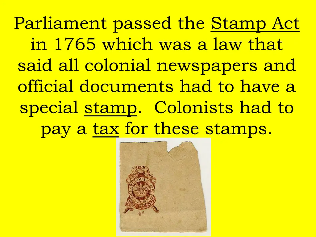 parliament passed the stamp act in 1765 which