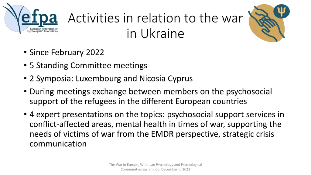 activities in relation to the war in ukraine