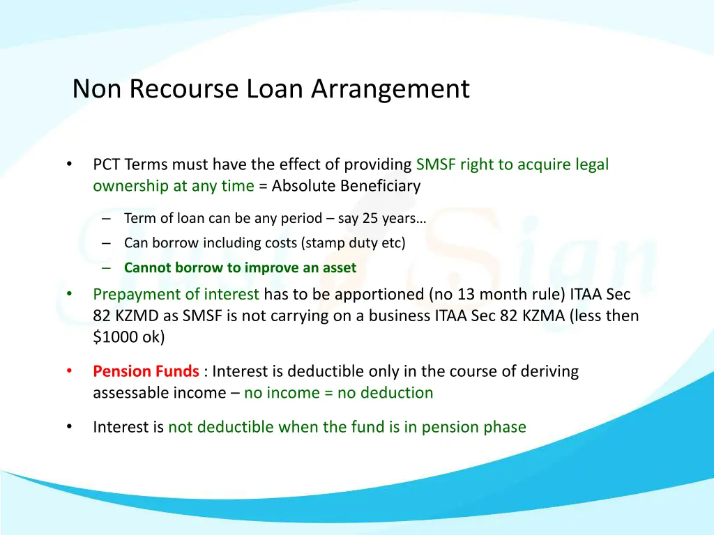 non recourse loan arrangement