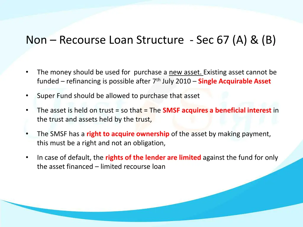 non recourse loan structure sec 67 a b