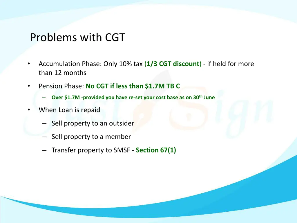 problems with cgt