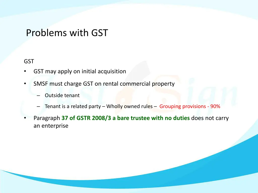 problems with gst