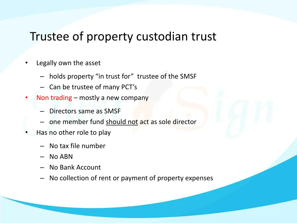 trustee of property custodian trust