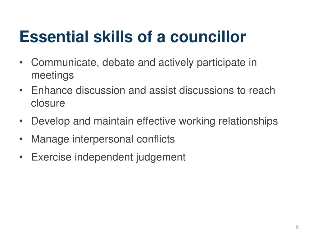 essential skills of a councillor