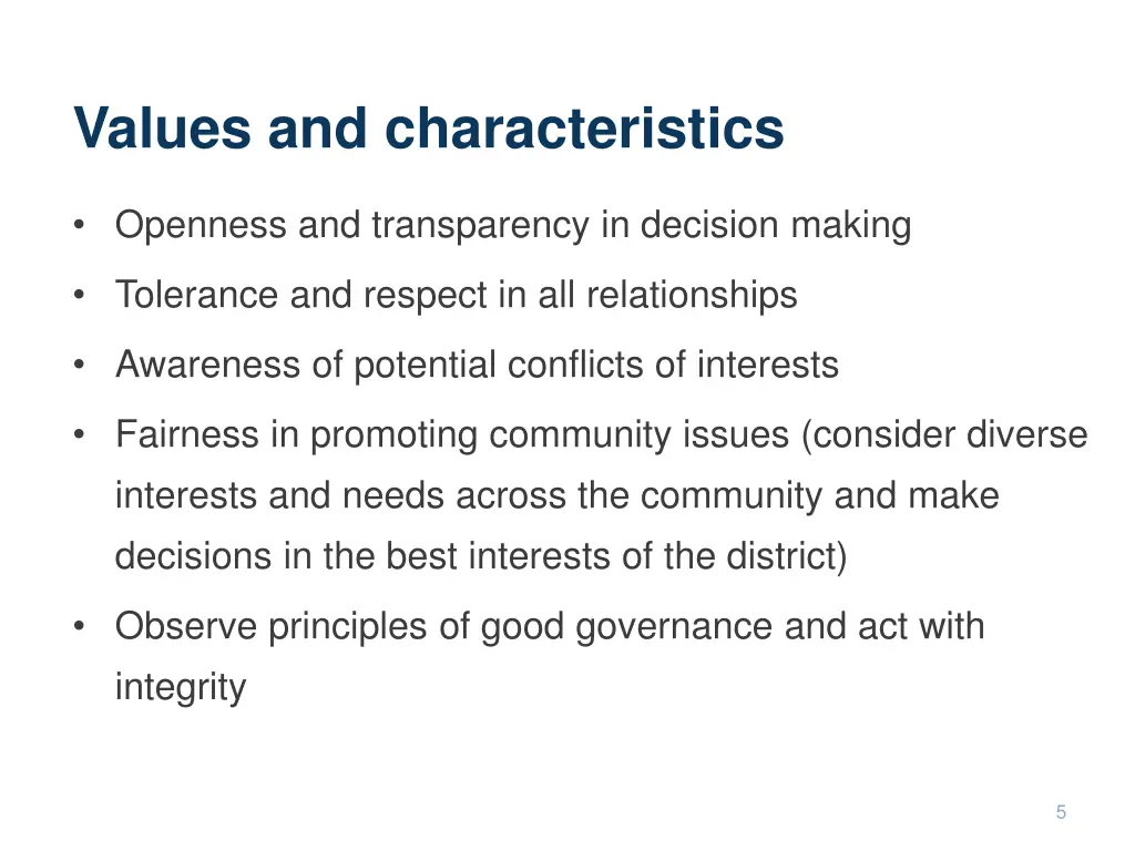 values and characteristics