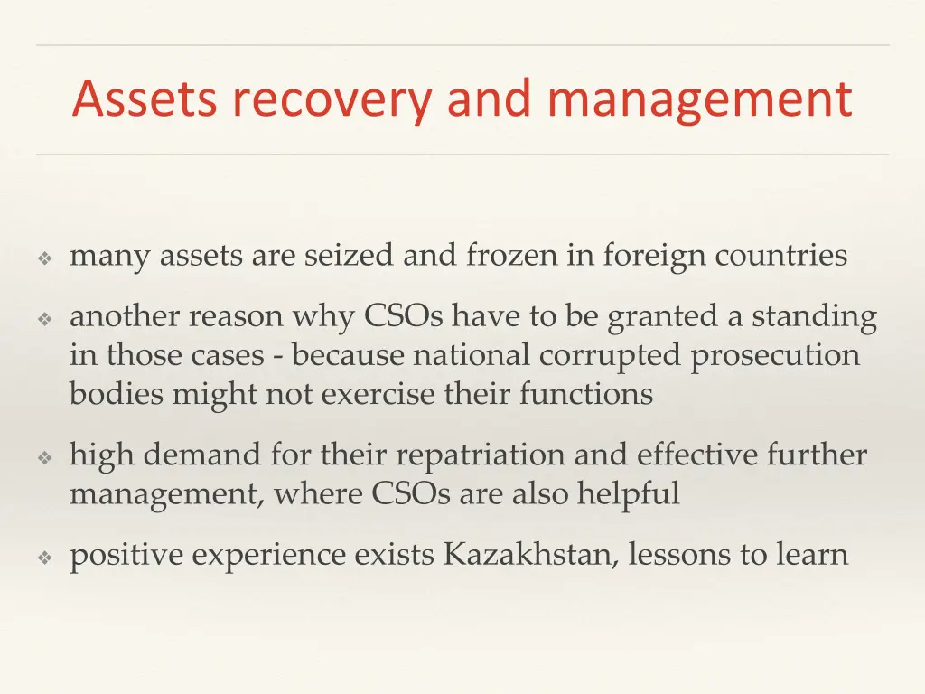 assets recovery and management