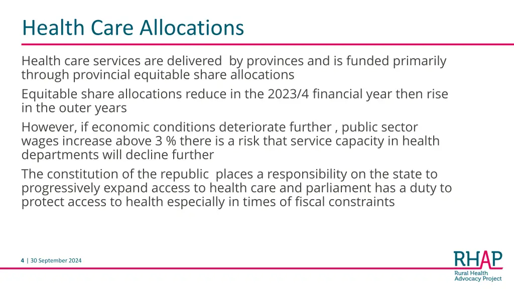 health care allocations