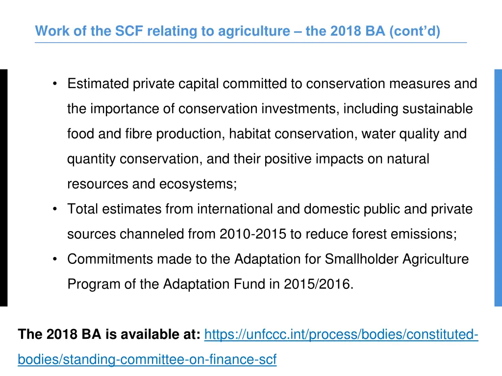 work of the scf relating to agriculture the 2018 1