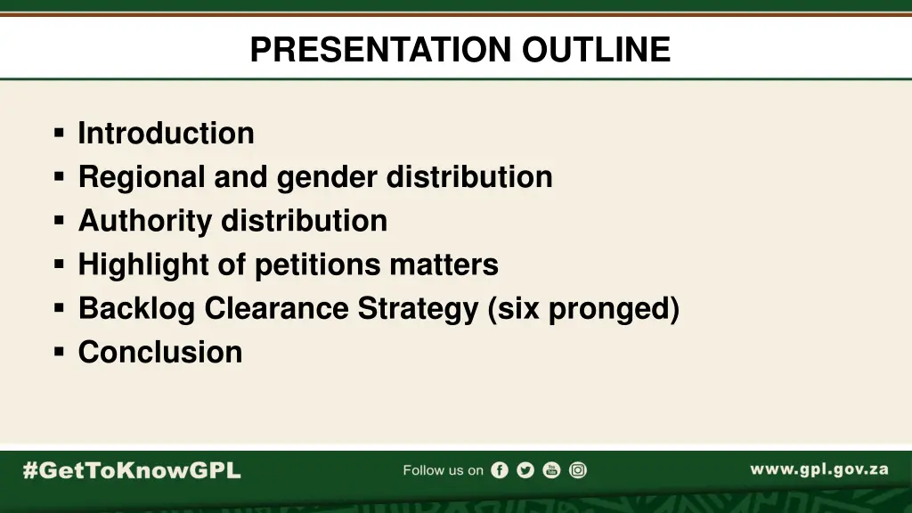 presentation outline