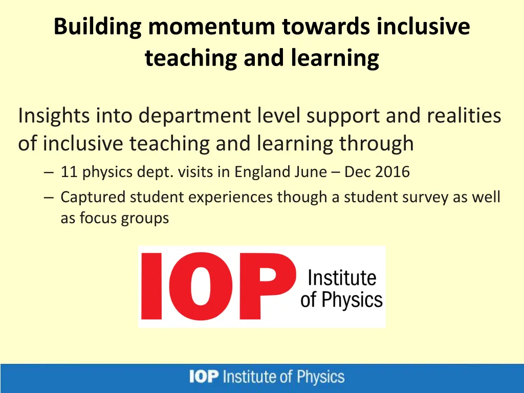 building momentum towards inclusive teaching