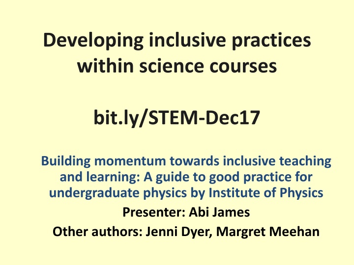 developing inclusive practices within science