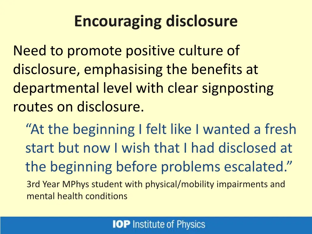 encouraging disclosure