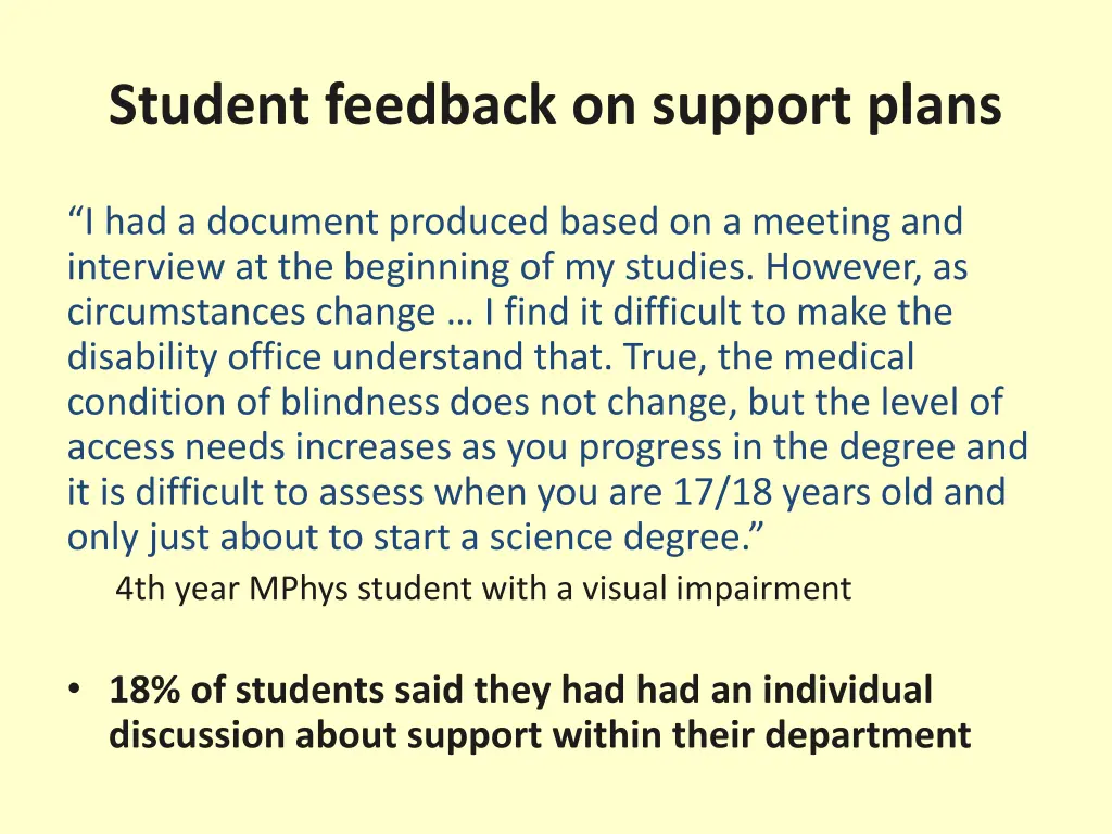 student feedback on support plans