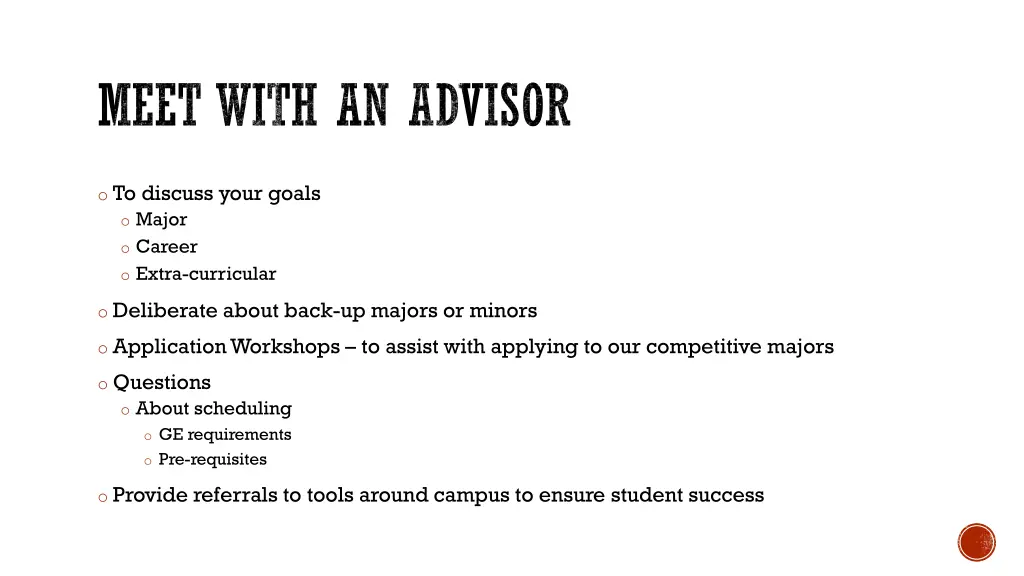 meet with an advisor