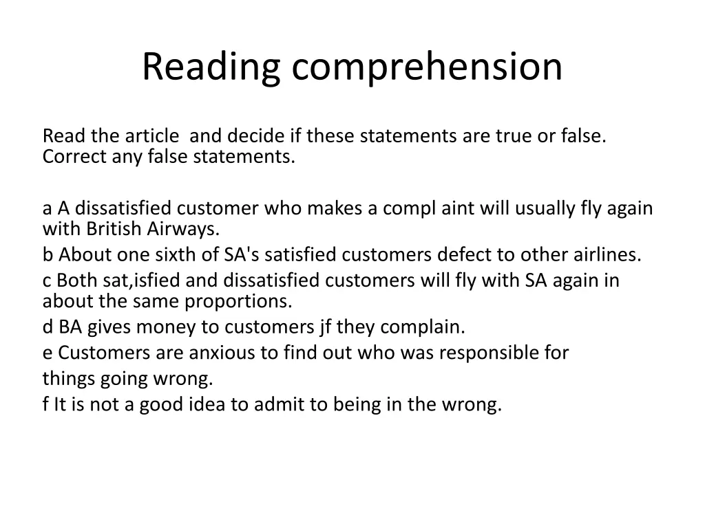 reading comprehension