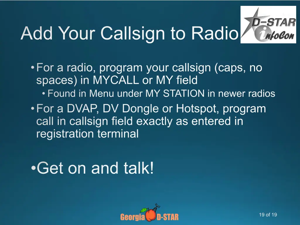 add your callsign to radio