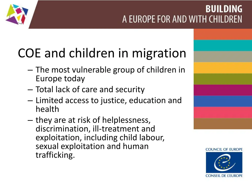 coe and children in migration the most vulnerable