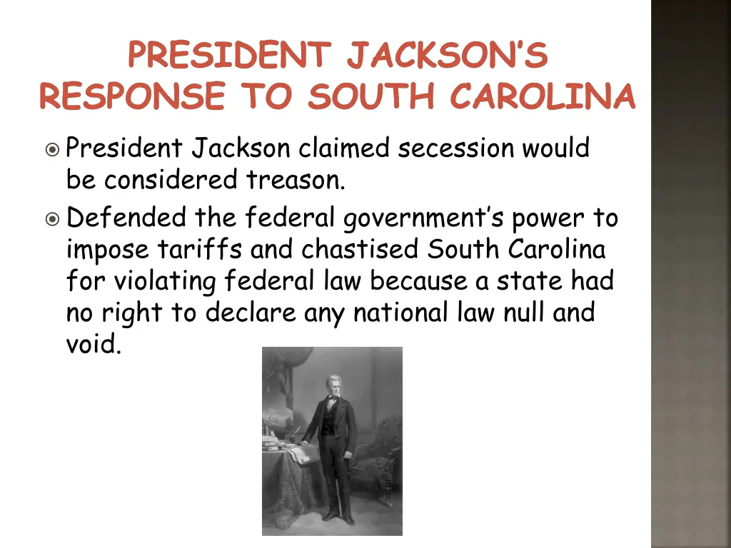 president jackson s response to south carolina