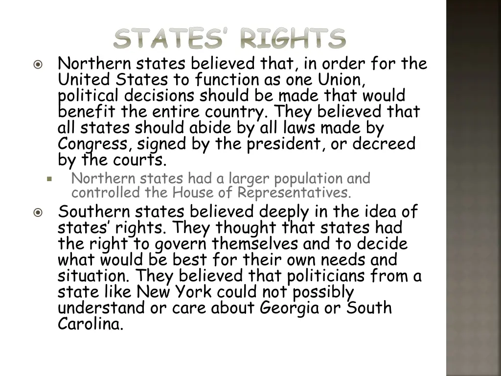 states rights northern states believed that