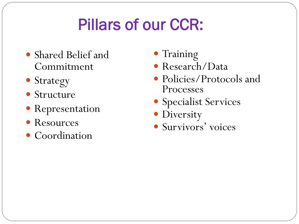 pillars of our ccr pillars of our ccr