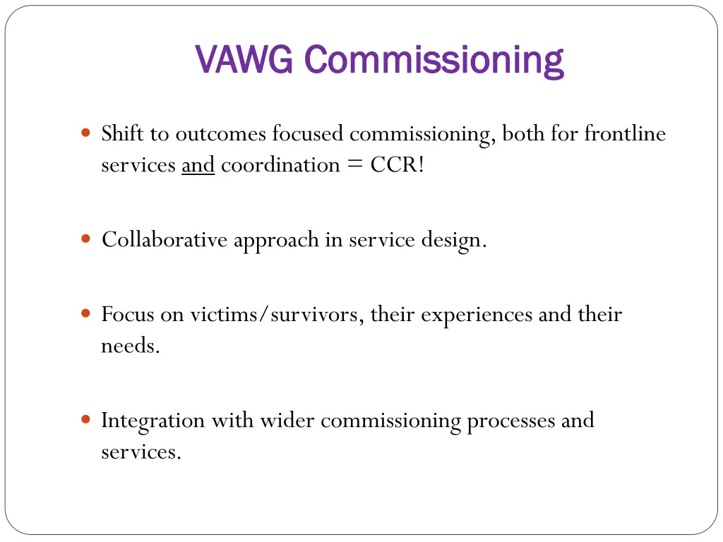 vawg commissioning vawg commissioning